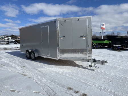 New 2026 Lightning Trailers 7X19 Aluminum 2-Place w/7ft Height Radar Pkg & Black Out Pkg Snowmobile Trailer