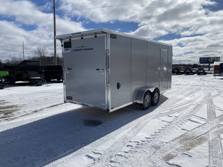 New 2026 Lightning Trailers 7X19 Aluminum 2-Place w/7ft Height Radar Pkg & Black Out Pkg Snowmobile Trailer
