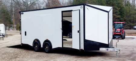 New 8 X 20 CAR HAULER ENCLOSED REMOVABALE FENDER ESCAPE DOOR 5200# AXLES ALL ALUMINUM 2026 LIGHTNING