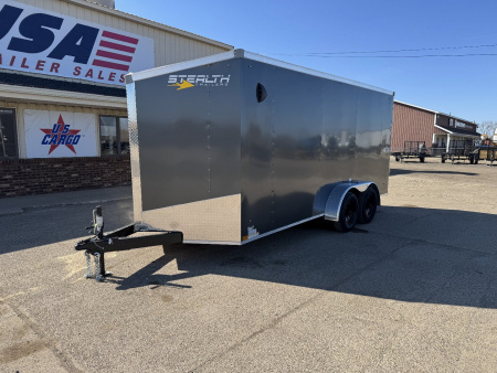 New 2026 Stealth Trailers Mustang 7x16 V-Nose 7k w/Ramp Door & 6ft 6in Height Cargo / Enclosed Trailer