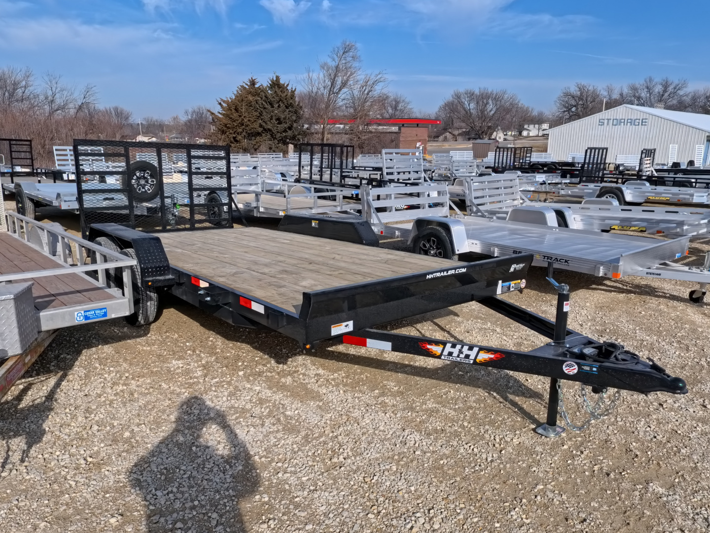 New 2026 H&H Trailers 82 X 16 (14+2) Car Hauler, 7k GVWR, Black, Ladder Style Ramp Gate