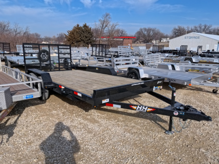 New 2026 H&H Trailers 82 X 16 (14+2) Car Hauler, 7k GVWR, Black, Ladder Style Ramp Gate