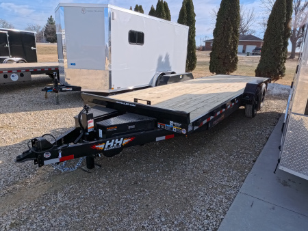 New 2026 H&H Trailers 82 x 24 Electric Tilt Speed Loader Car Hauler, 14k GVWR, Winch Plate, Removeable Fenders, Black