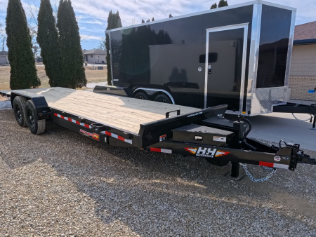 New 2026 H&H Trailers 82 x 24 Electric Tilt Speed Loader Car Hauler, 14k GVWR, Winch Plate, Removeable Fenders, Black