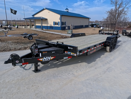 New 2026 H&H Trailers 82 x 24 Electric Tilt Speed Loader Car Hauler, 14k GVWR, Winch Plate, Removeable Fenders, Black