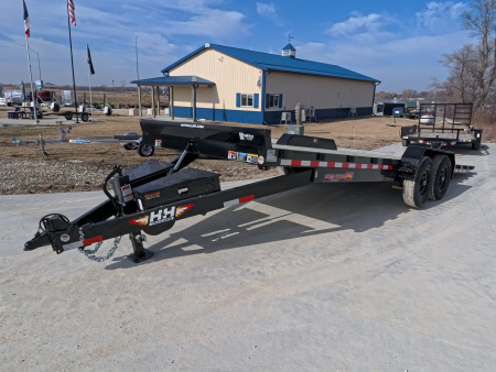 New 2026 H&H Trailers 82 x 24 Electric Tilt Speed Loader Car Hauler, 14k GVWR, Winch Plate, Removeable Fenders, Black
