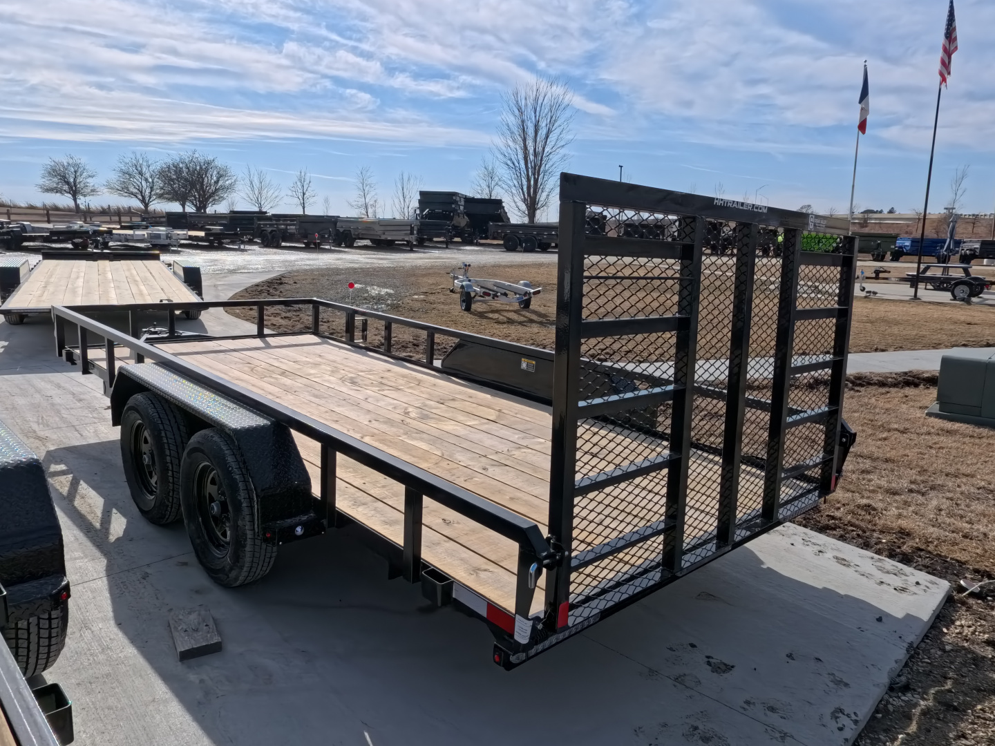 New 2026 H&H Trailers 82 x 16 Rail Side Utility Trailer 7k GVWR, Tandem Axles, Ladder Style Gate, Black