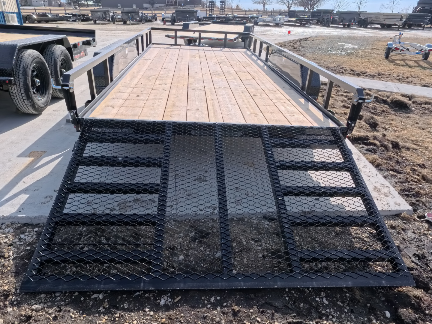 New 2026 H&H Trailers 82 x 16 Rail Side Utility Trailer 7k GVWR, Tandem Axles, Ladder Style Gate, Black