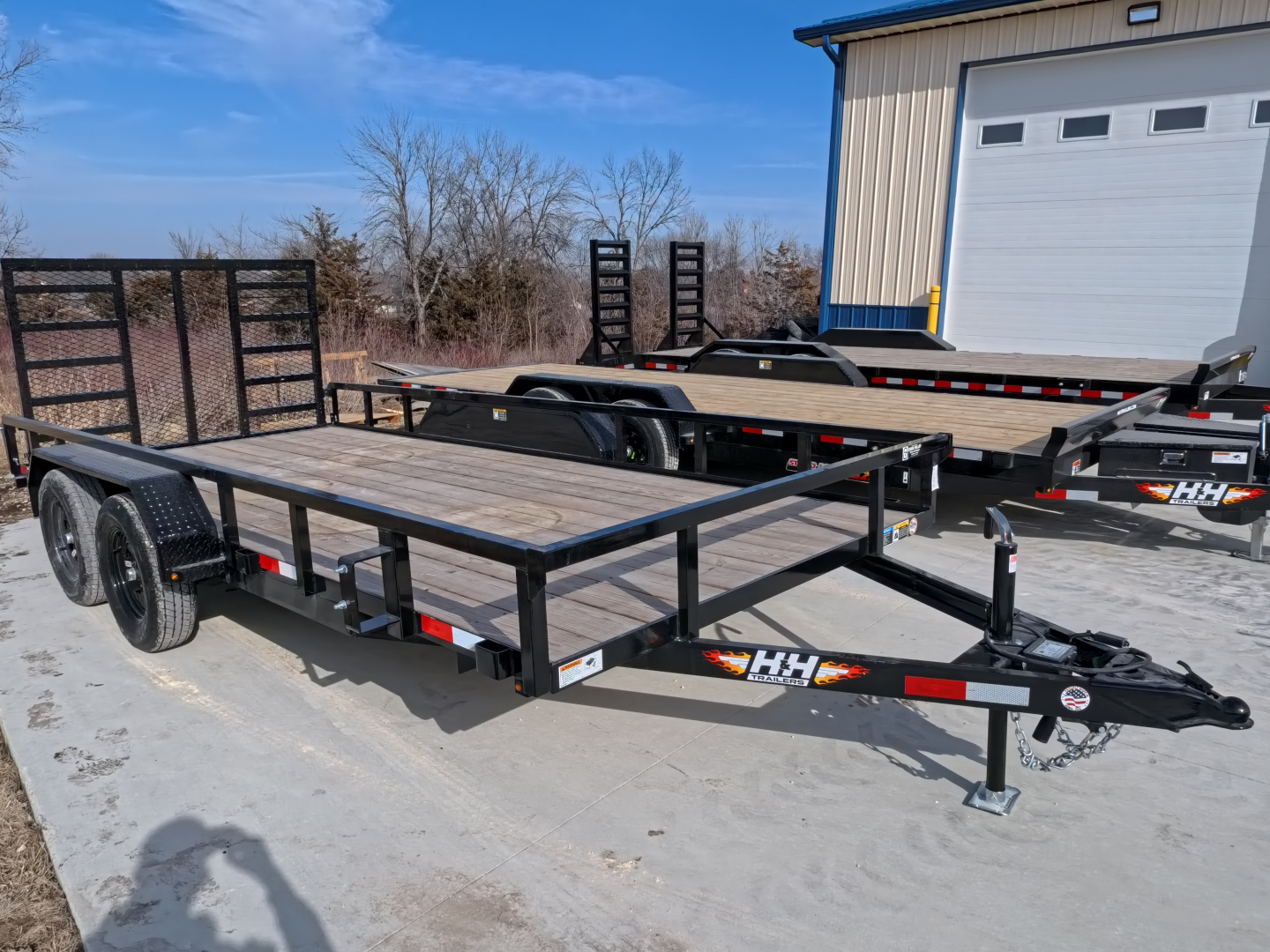 New 2026 H&H Trailers 82 x 16 Rail Side Utility Trailer 7k GVWR, Tandem Axles, Ladder Style Gate, Black