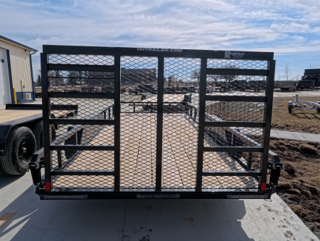 New 2026 H&H Trailers 82 x 16 Rail Side Utility Trailer 7k GVWR, Tandem Axles, Ladder Style Gate, Black