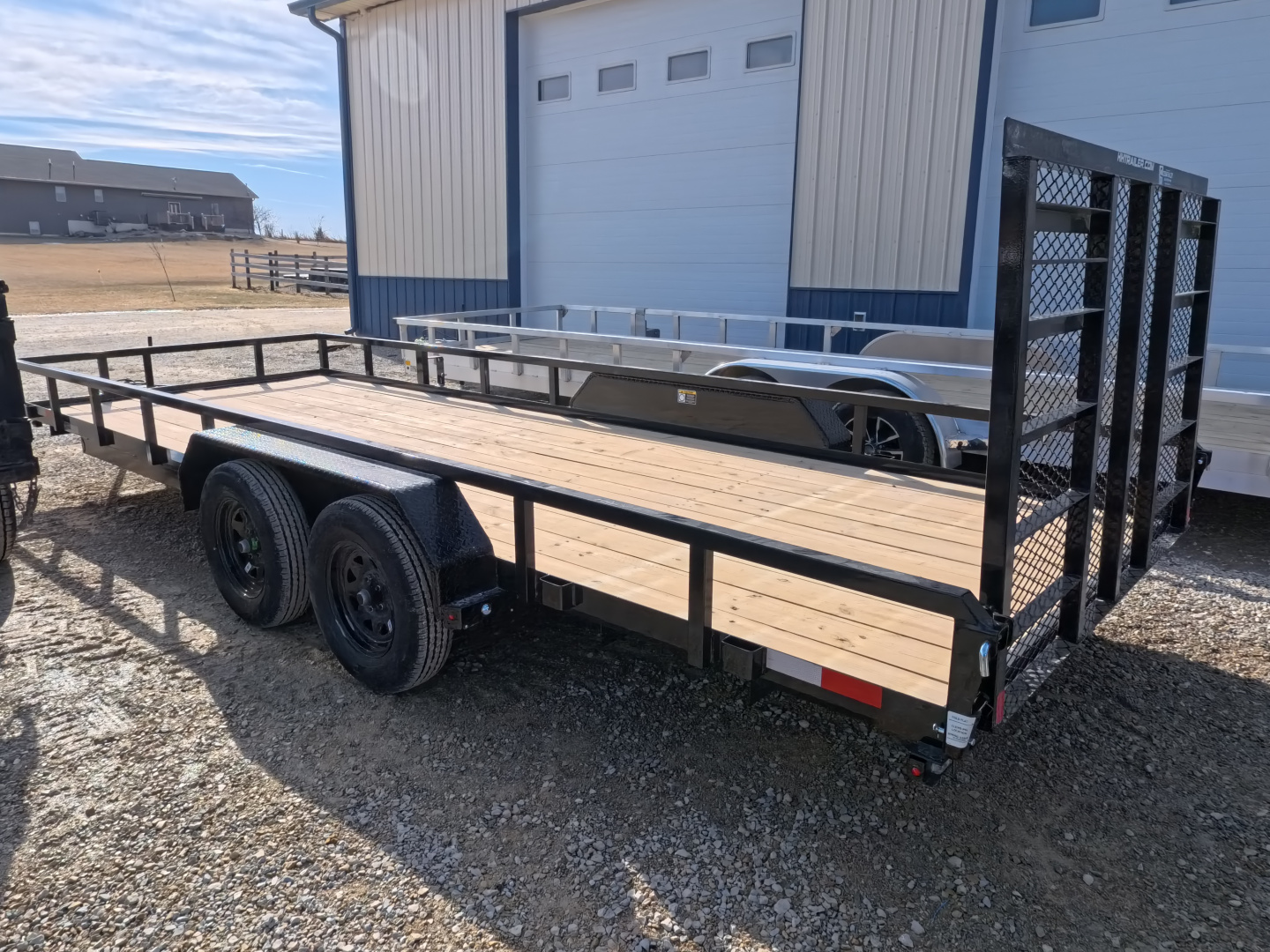 New 2026 H&H Trailers 82 x 20 Rail Side Utility Trailer, 7k GVWR, Tandem Axle, Ladder Style Ramp, Black