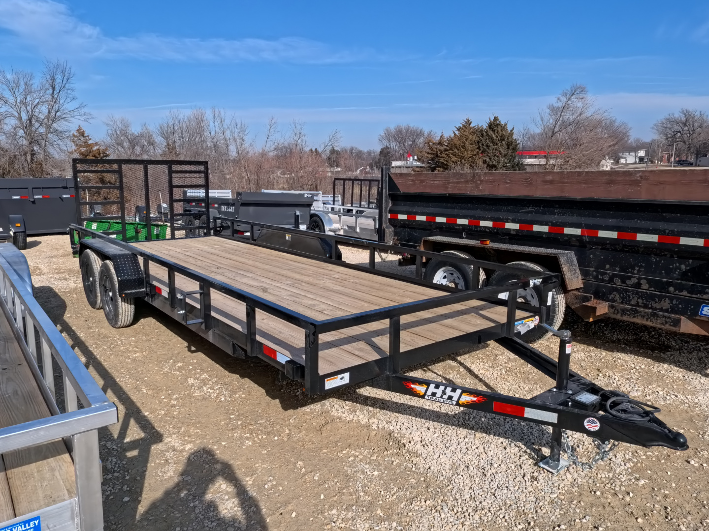 New 2026 H&H Trailers 82 x 20 Rail Side Utility Trailer, 7k GVWR, Tandem Axle, Ladder Style Ramp, Black