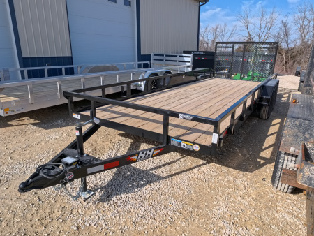 New 2026 H&H Trailers 82 x 20 Rail Side Utility Trailer, 7k GVWR, Tandem Axle, Ladder Style Ramp, Black