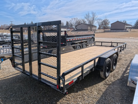 New 2026 H&H Trailers 82 x 20 Rail Side Utility Trailer, 7k GVWR, Tandem Axle, Ladder Style Ramp, Black