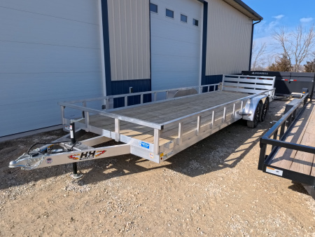 New 2026 H&H Trailers 82 X 24 Aluminum Rail Side Utility Trailer, 7k GVWR, Tandem Axle, Spare Tire Mount