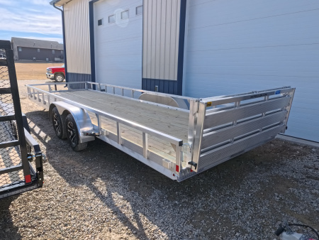 New 2026 H&H Trailers 82 X 24 Aluminum Rail Side Utility Trailer, 7k GVWR, Tandem Axle, Spare Tire Mount