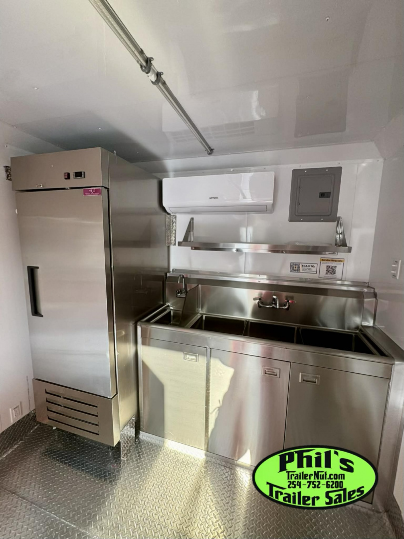 New 2026 8.5X16 Concession VENT-A-HOOD, 36'' GRIDDLE, DOUBLE FRYERS, REFRIGERATOR & MORE!