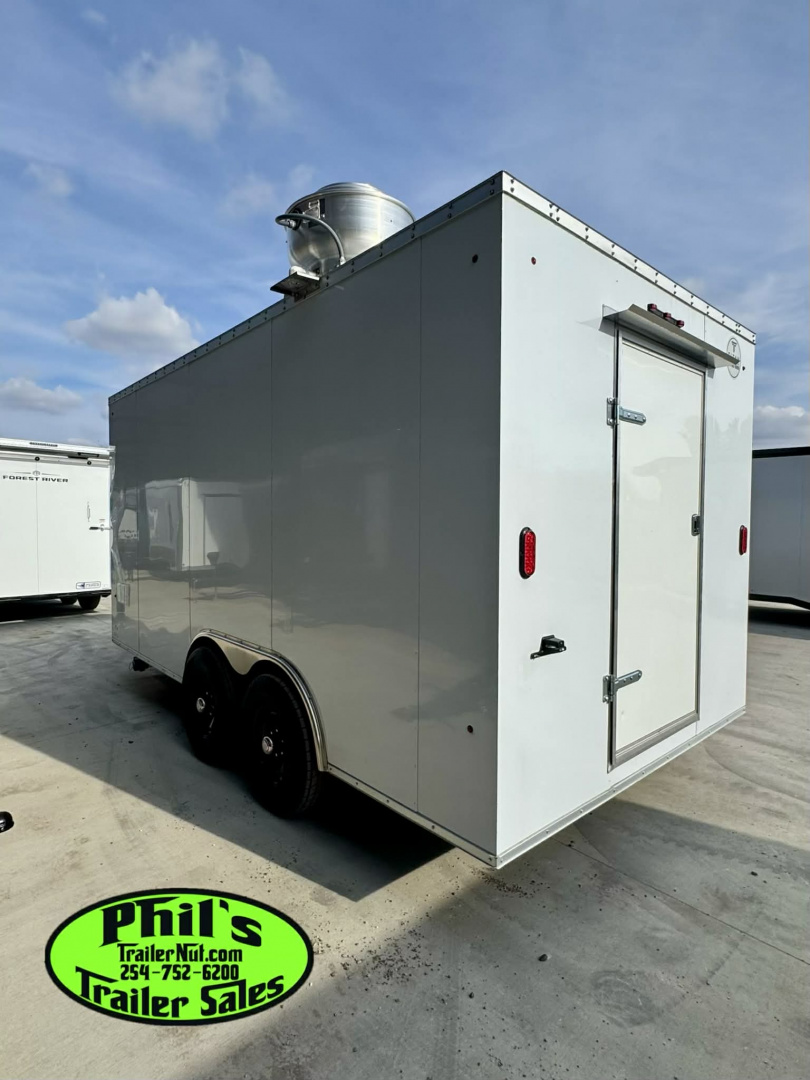 New 2026 8.5X16 Concession VENT-A-HOOD, 36'' GRIDDLE, DOUBLE FRYERS, REFRIGERATOR & MORE!