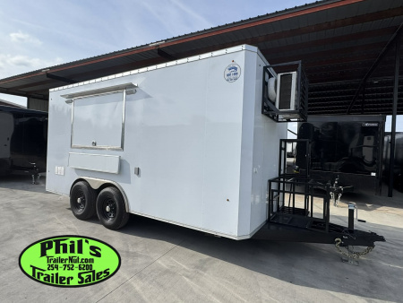 New 2026 8.5X16 Concession VENT-A-HOOD, 36'' GRIDDLE, DOUBLE FRYERS, REFRIGERATOR & MORE!