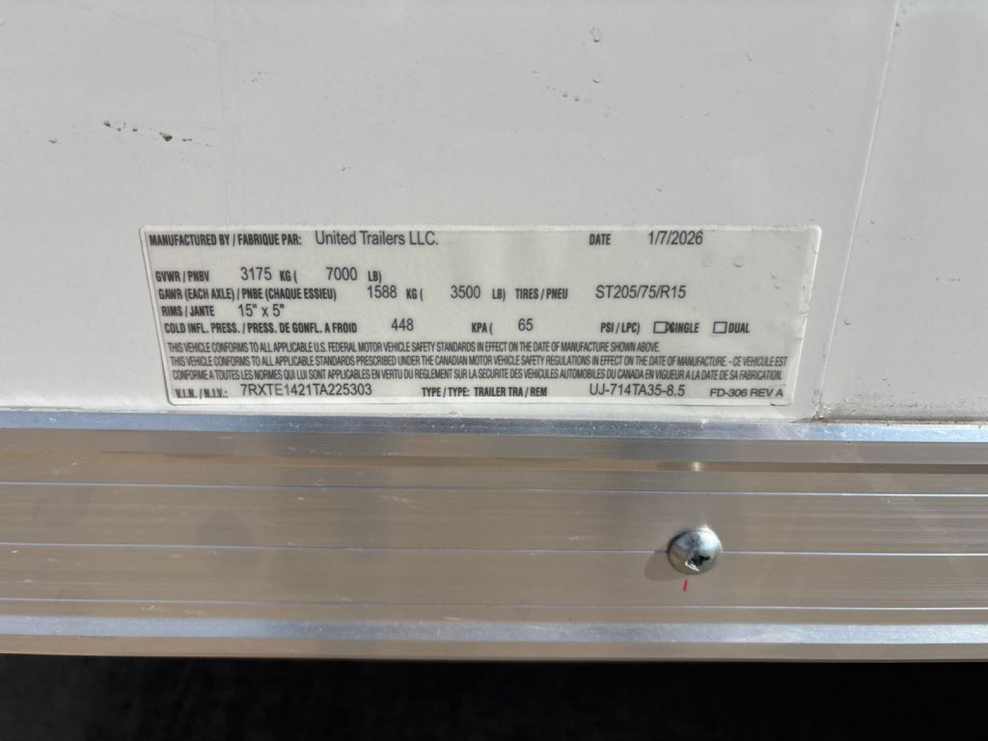 New 2026 United Trailers UJ-714TA35-8.5 Cargo / Enclosed Trailer