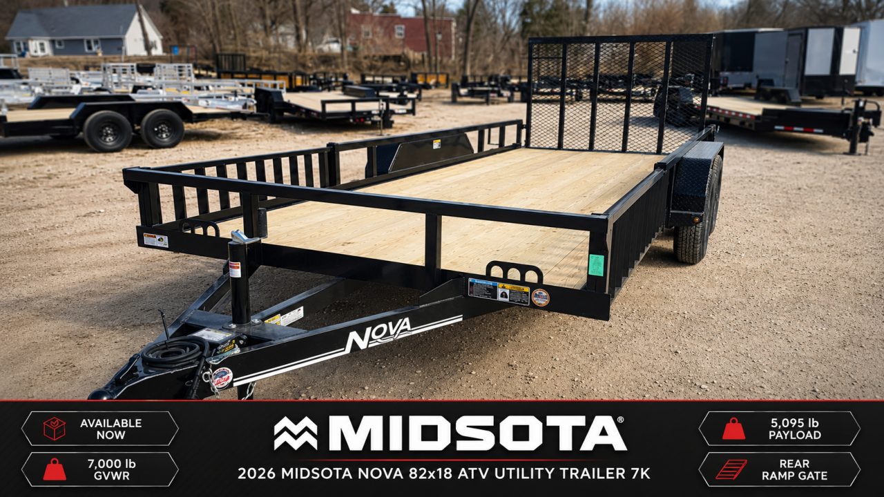 New 2026 Midsota 82x18 ATV Utility Trailer 7K