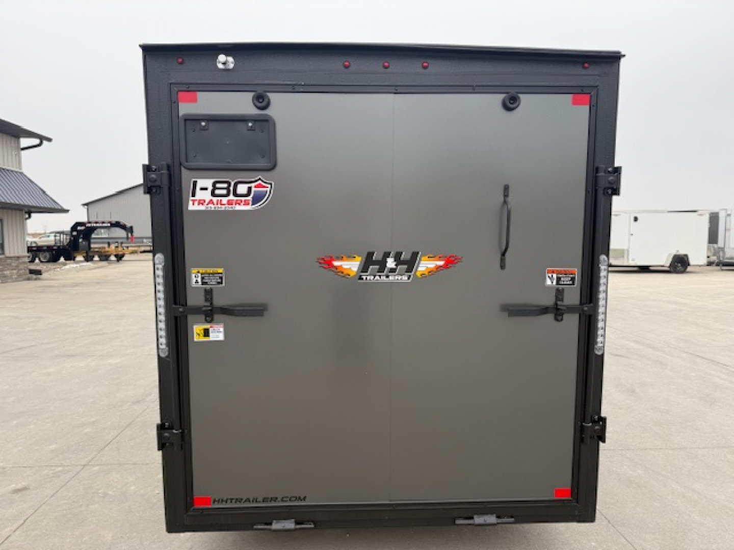 New 2026 H&H Charcoal 6'x12' 3K Flat Top V-Nose Cargo Trailer
