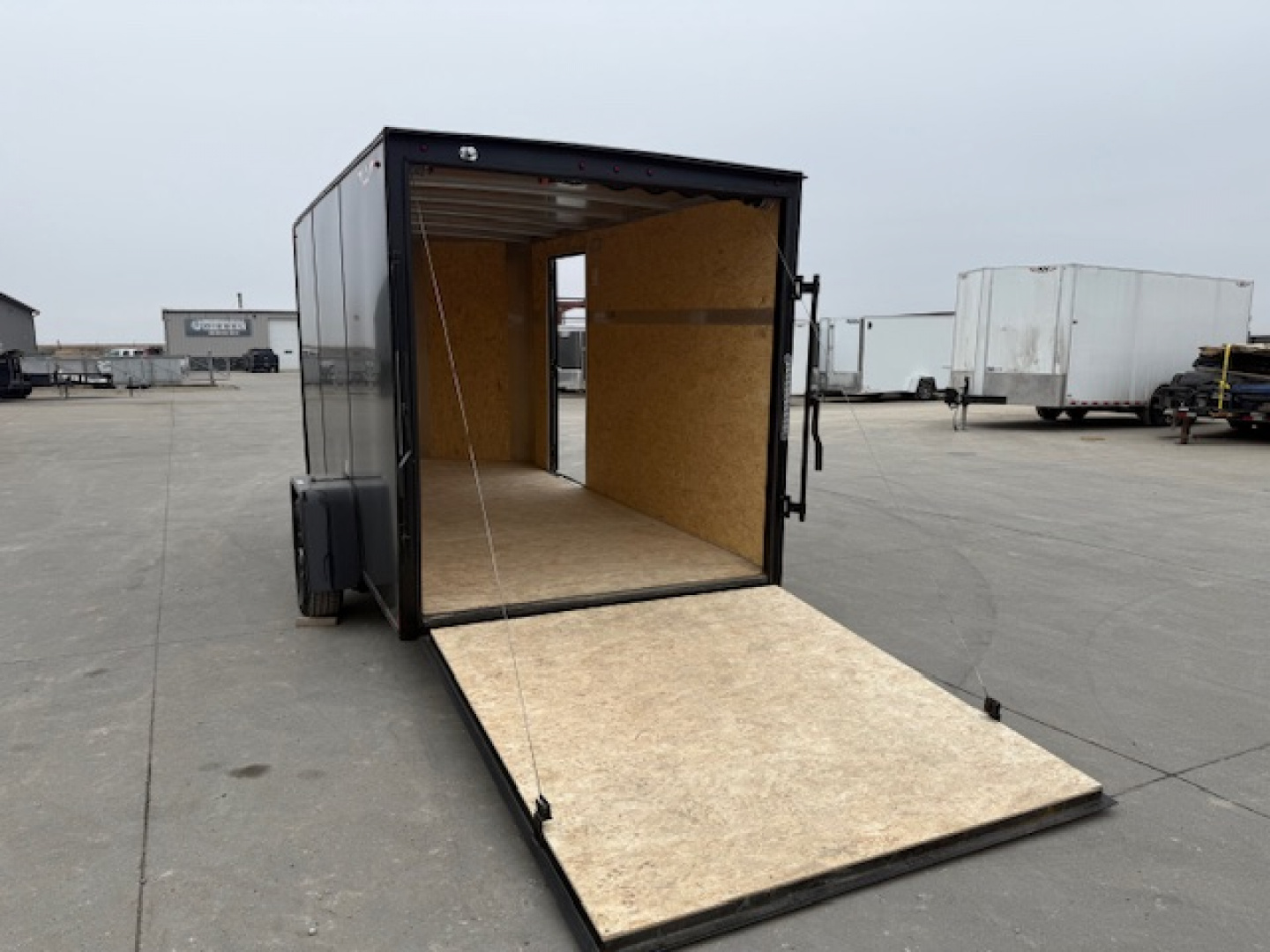 New 2026 H&H Charcoal 6'x12' 3K Flat Top V-Nose Cargo Trailer