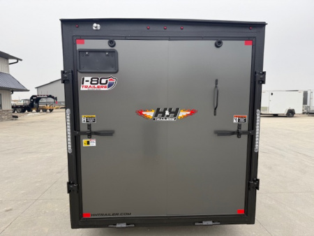 New 2026 H&H Charcoal 6'x12' 3K Flat Top V-Nose Cargo Trailer
