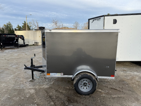 New 2026 Covered Wagon Trailers 4X6SA Cargo / Enclosed Trailer / 4' WideX 6' Long / Charcoal Gray / 46  Interior Height / 35  Door Opening Width / 38  Door Opening Opening Height