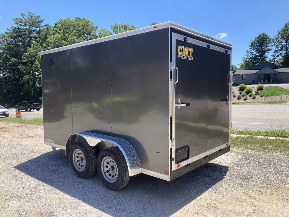New 2026 Covered Wagon Trailers 7X12TA2 Cargo / Enclosed Trailer / 7x12 / 77.5" Interior Height / 4-5,000# D-Rings / .080 Charcoal Gray / 36" Side Door w/Bar Lock/ Ramp Rear Door