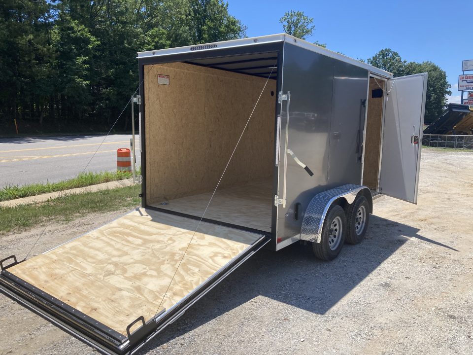 New 2026 Covered Wagon Trailers 7X12TA2 Cargo / Enclosed Trailer / 7x12 / 77.5" Interior Height / 4-5,000# D-Rings / .080 Charcoal Gray / 36" Side Door w/Bar Lock/ Ramp Rear Door