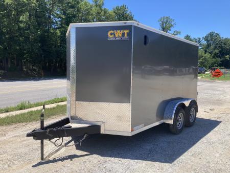 New 2026 Covered Wagon Trailers 7X12TA2 Cargo / Enclosed Trailer / 7x12 / 77.5" Interior Height / 4-5,000# D-Rings / .080 Charcoal Gray / 36" Side Door w/Bar Lock/ Ramp Rear Door