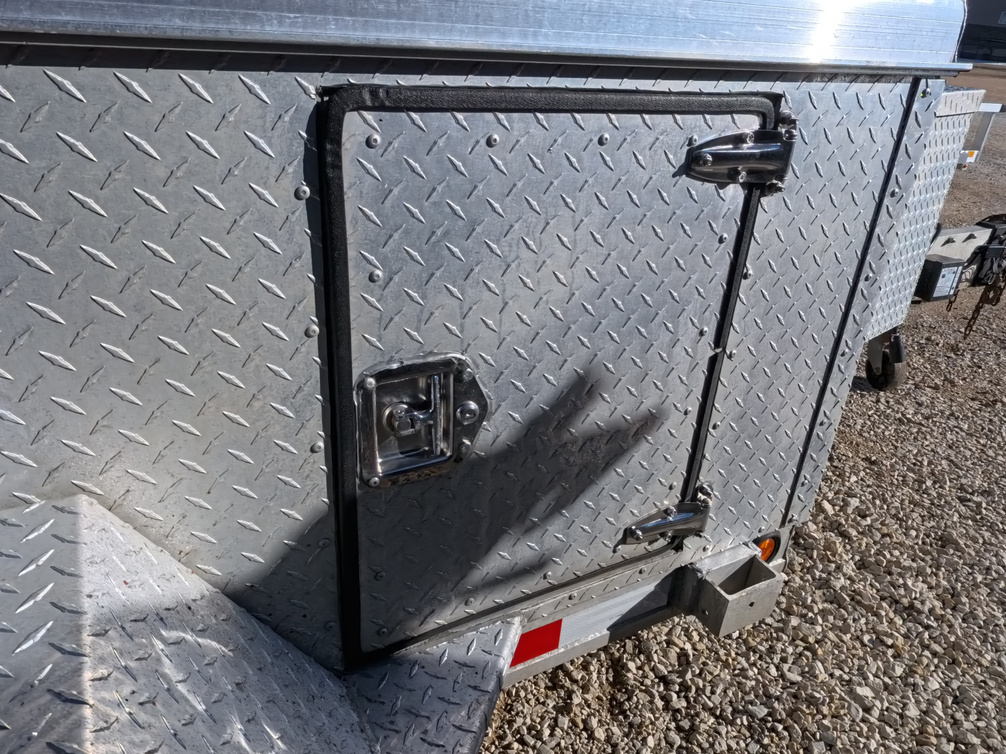 Used 2009 Alum-Line 6 x 5 Enclosed Utility Trailer with Cargo Rack on Top, Front Tool Box, Back Barn Doors, Side Door and Spare Tire