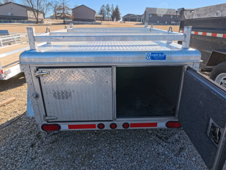 Used 2009 Alum-Line 6 x 5 Enclosed Utility Trailer with Cargo Rack on Top, Front Tool Box, Back Barn Doors, Side Door and Spare Tire