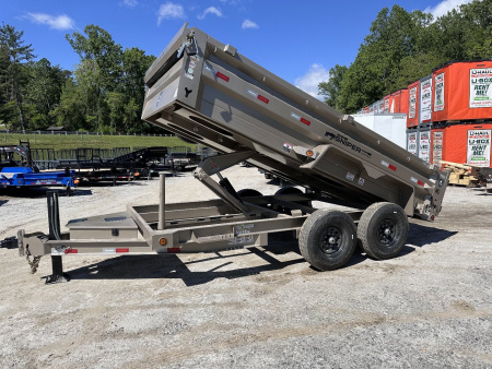 New 2026 Iron Bull Dump Trailer / DTB Sniper Series / 83  Wide x 14' Long / Scissor Hoist / Ramp / Tarp / 24  High Sides / Sniper Series / Tan Color