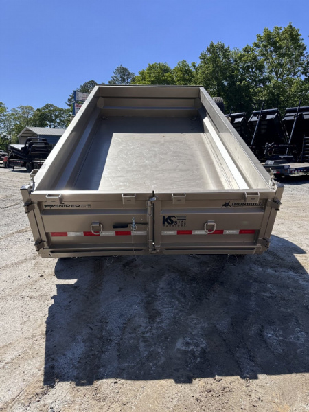 New 2026 Iron Bull Dump Trailer / DTB Sniper Series / 83" Wide x 14' Long / Scissor Hoist / Ramp / Tarp / 24" High Sides / Sniper Series / Tan Color