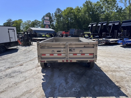 New 2026 Iron Bull Dump Trailer / DTB Sniper Series / 83" Wide x 14' Long / Scissor Hoist / Ramp / Tarp / 24" High Sides / Sniper Series / Tan Color