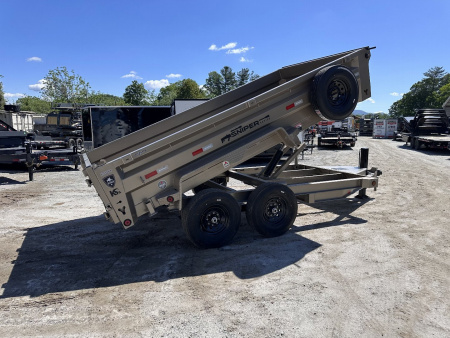 New 2026 Iron Bull Dump Trailer / DTB Sniper Series / 83" Wide x 14' Long / Scissor Hoist / Ramp / Tarp / 24" High Sides / Sniper Series / Tan Color