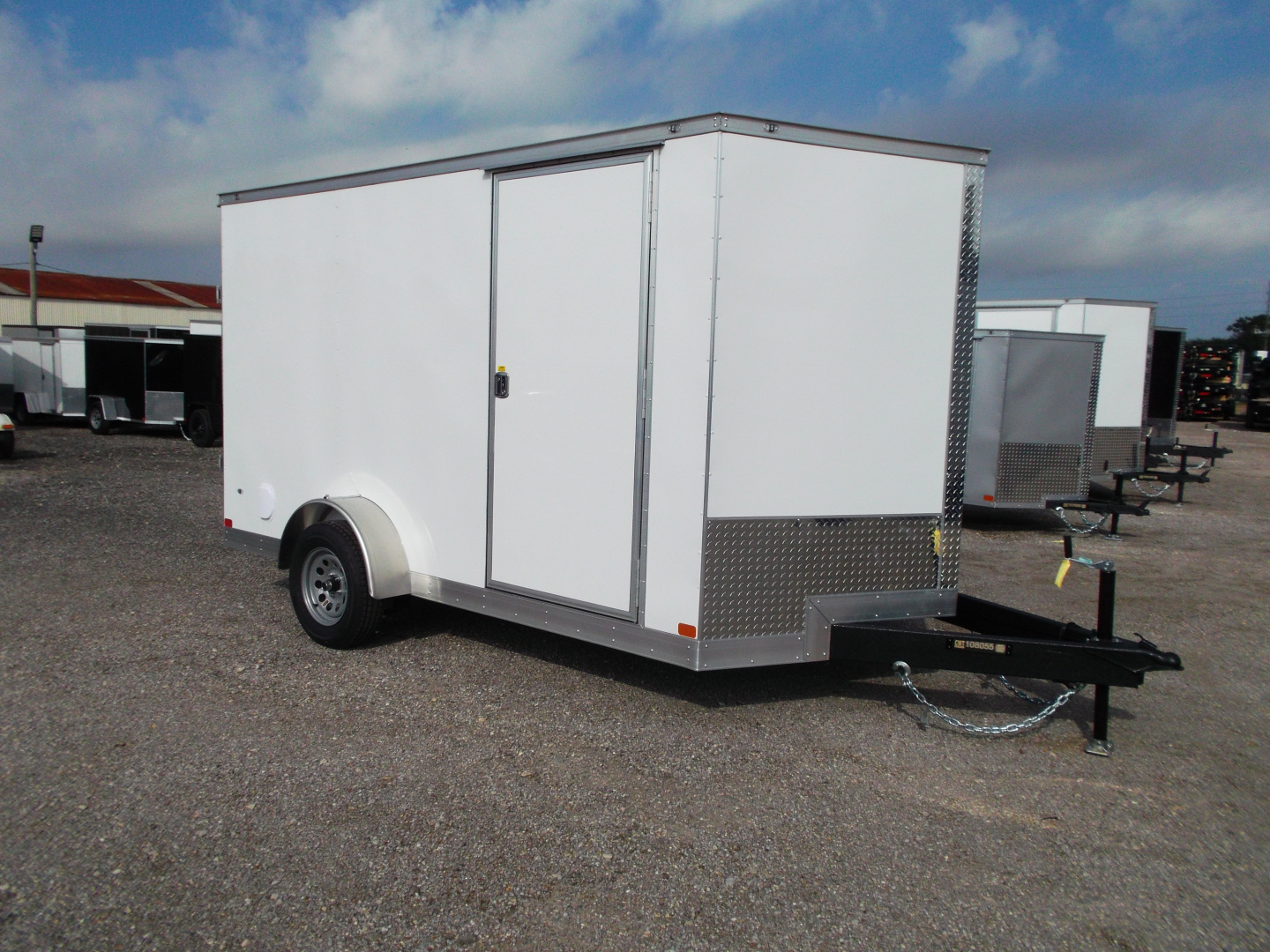 New 2026 Covered Wagon Trailers 7x12 Single Axle Cargo / Enclosed Trailer / Extra Wide Ramp / RV Side Door / 6'6" Interior / LEDs / .030 White Semi-Screwless Exterior