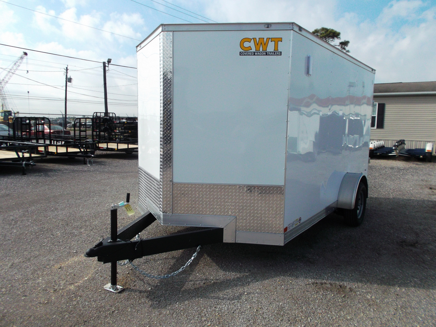 New 2026 Covered Wagon Trailers 7x12 Single Axle Cargo / Enclosed Trailer / Extra Wide Ramp / RV Side Door / 6'6" Interior / LEDs / .030 White Semi-Screwless Exterior
