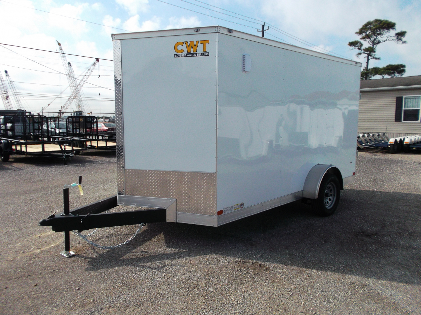 New 2026 Covered Wagon Trailers 7x12 Single Axle Cargo / Enclosed Trailer / Extra Wide Ramp / RV Side Door / 6'6" Interior / LEDs / .030 White Semi-Screwless Exterior
