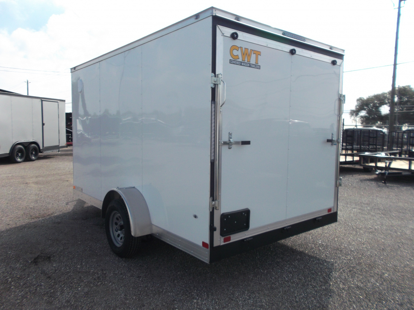 New 2026 Covered Wagon Trailers 7x12 Single Axle Cargo / Enclosed Trailer / Extra Wide Ramp / RV Side Door / 6'6" Interior / LEDs / .030 White Semi-Screwless Exterior