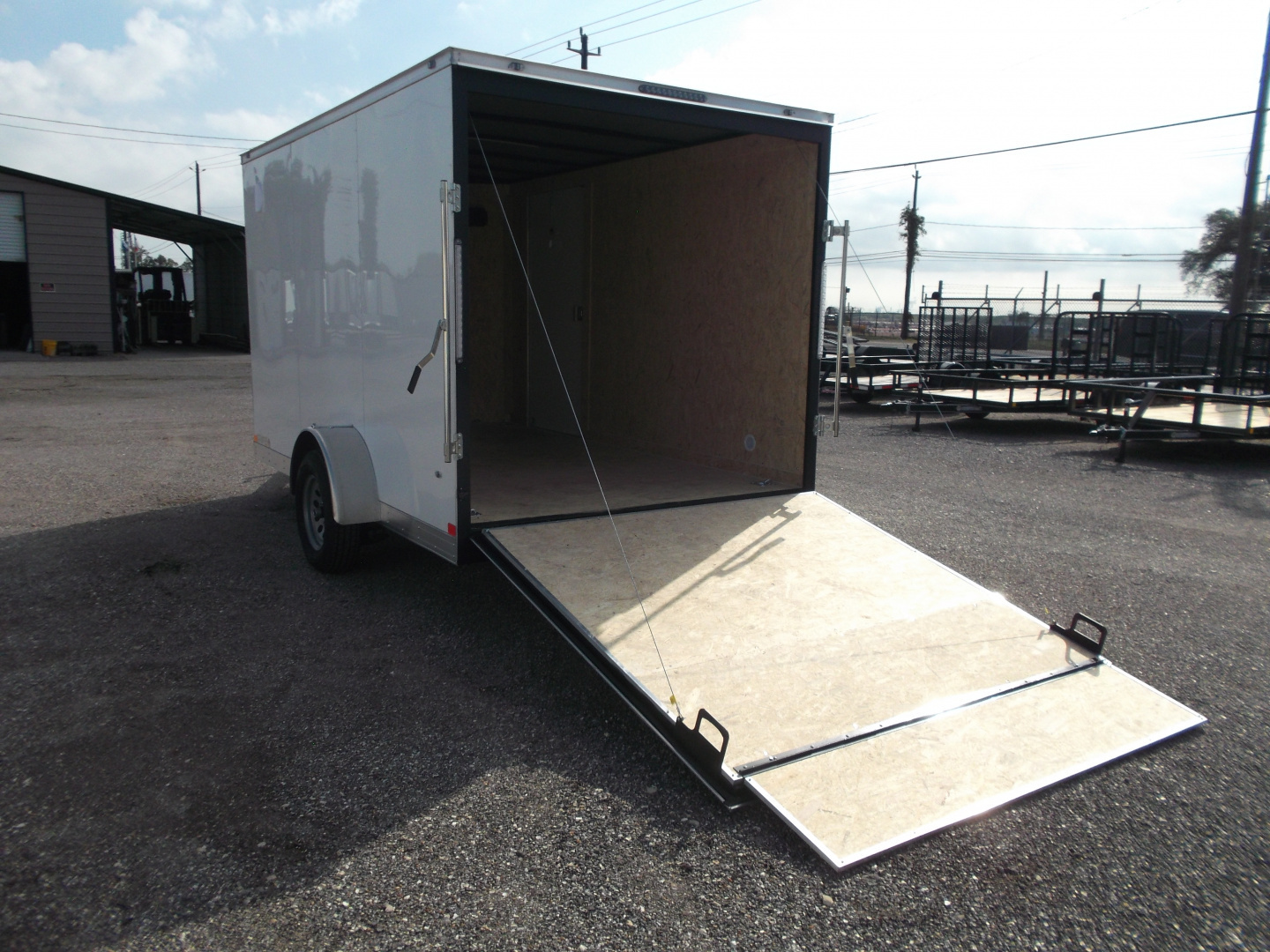 New 2026 Covered Wagon Trailers 7x12 Single Axle Cargo / Enclosed Trailer / Extra Wide Ramp / RV Side Door / 6'6" Interior / LEDs / .030 White Semi-Screwless Exterior