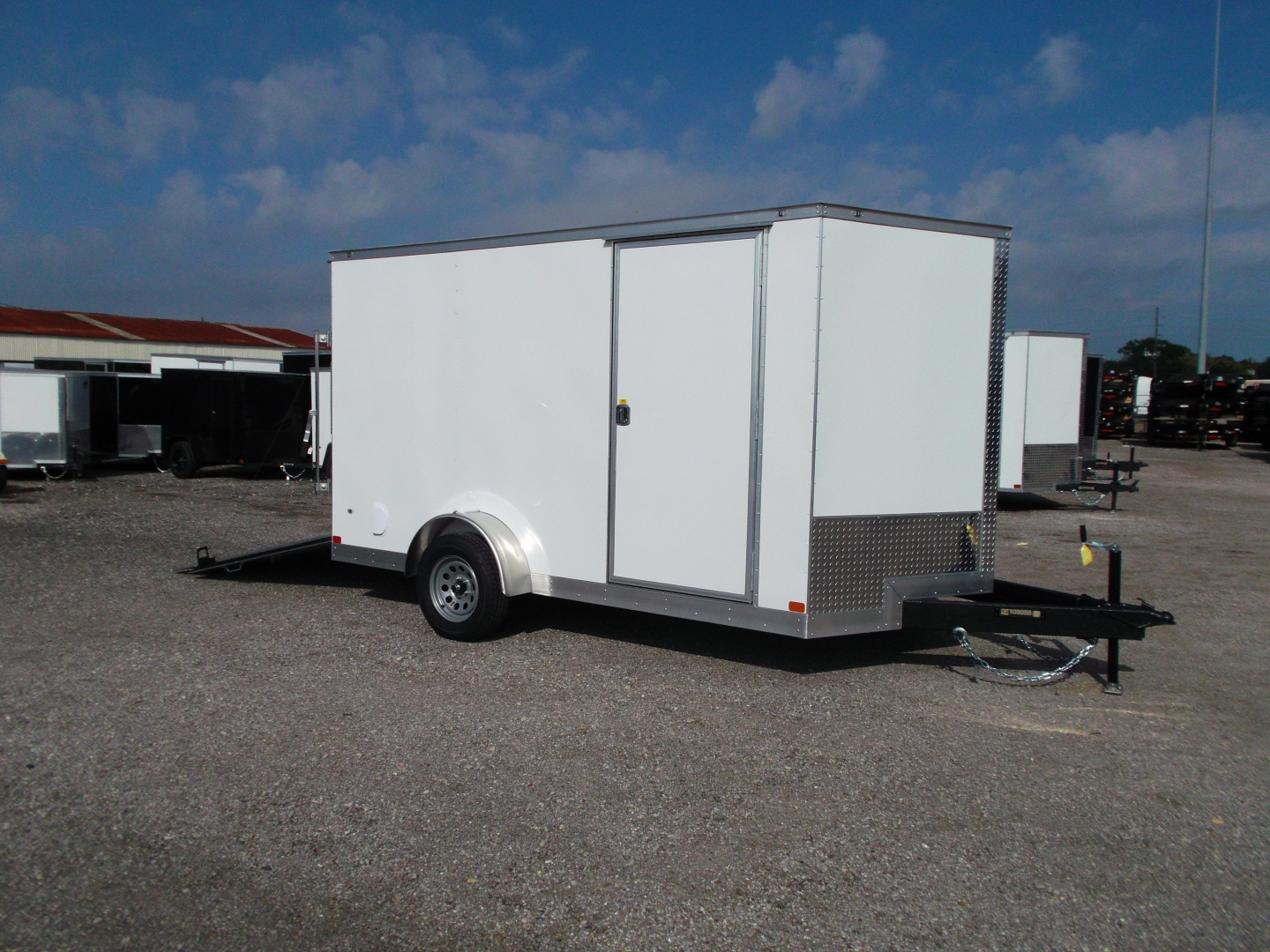 New 2026 Covered Wagon Trailers 7x12 Single Axle Cargo / Enclosed Trailer / Extra Wide Ramp / RV Side Door / 6'6" Interior / LEDs / .030 White Semi-Screwless Exterior