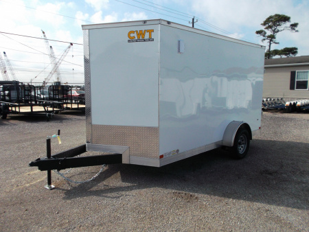 New 2026 Covered Wagon Trailers 7x12 Single Axle Cargo / Enclosed Trailer / Extra Wide Ramp / RV Side Door / 6'6" Interior / LEDs / .030 White Semi-Screwless Exterior