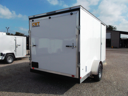 New 2026 Covered Wagon Trailers 7x12 Single Axle Cargo / Enclosed Trailer / Extra Wide Ramp / RV Side Door / 6'6" Interior / LEDs / .030 White Semi-Screwless Exterior