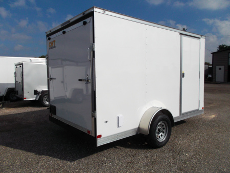New 2026 Covered Wagon Trailers 7x12 Single Axle Cargo / Enclosed Trailer / Extra Wide Ramp / RV Side Door / 6'6" Interior / LEDs / .030 White Semi-Screwless Exterior