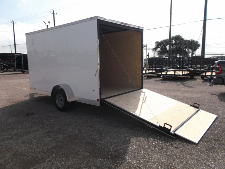 New 2026 Covered Wagon Trailers 7x12 Single Axle Cargo / Enclosed Trailer / Extra Wide Ramp / RV Side Door / 6'6" Interior / LEDs / .030 White Semi-Screwless Exterior