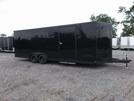 New 2026 Covered Wagon Trailers 8.5x24 Enclosed Cargo Trailer / Car Hauler / 7ft Int / 5200# Axles / Extra Wide Ramp / 48" Side Door / Black Out Package
