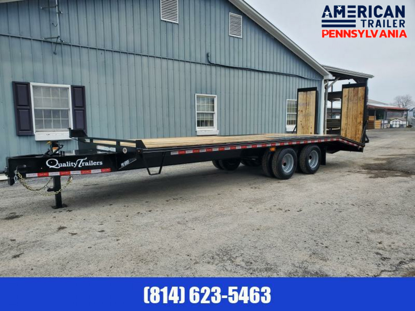 New NEW! American Trailer Pro Grade Pintle Deckover - 25' - 25000 GVWR - - Wood Filled Ramps -Spare Tire Mount